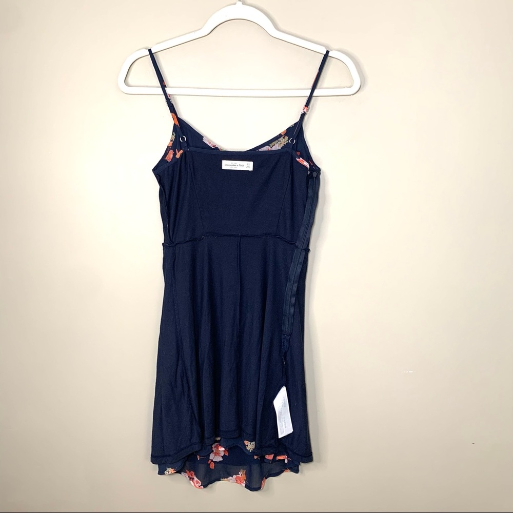 Abercrombie & Fitch Navy Floral Mini Dress XS Spaghetti Strap Coquette Romantic - Picture 13 of 14